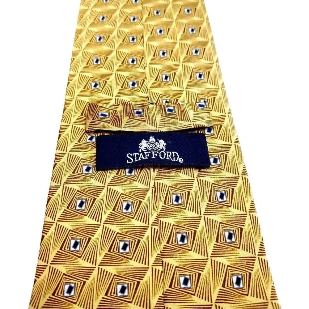 Stafford Yellow Silk Tie Woven Geometric‎
